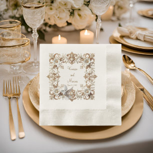 White Hummingbird Coined Luncheon Napkins
