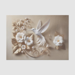 White Hummingbird Decoupage Tissue Wrapping Tissue Paper