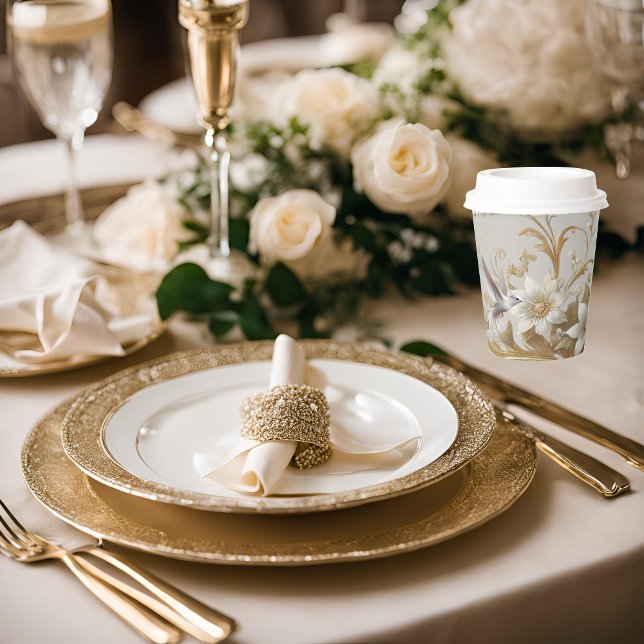 White Hummingbird Fancy Paper Cup With Lid (Creator Uploaded)