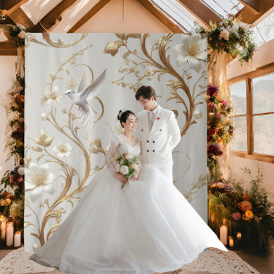 White Hummingbird Minimalist Backdrop Tapestry