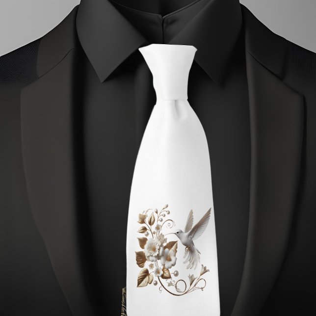 White Hummingbird on White Necktie (Creator Uploaded)