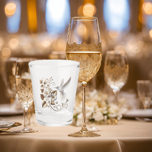 White Hummingbird Shot Glass