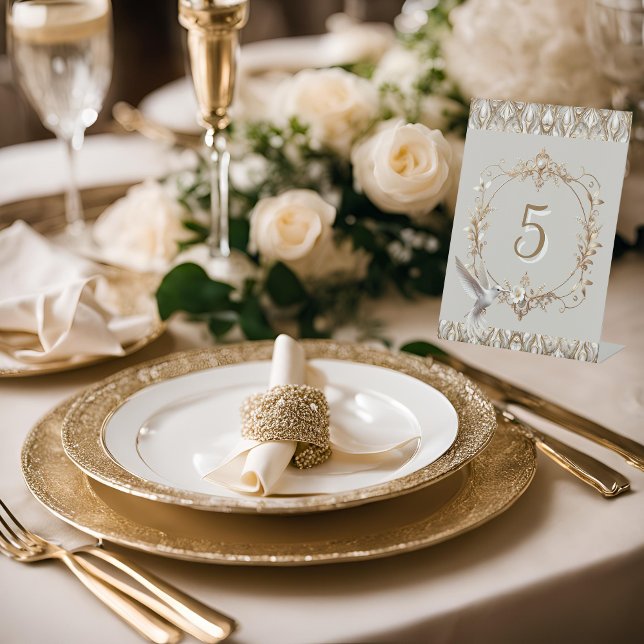 White Hummingbird Table Number  Pedestal Sign (Creator Uploaded)