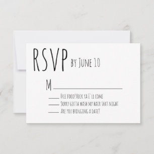 White Humourous Wedding RSVP Card