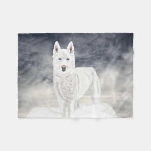 White Husky Fleece Blanket