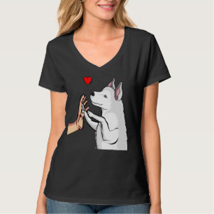White Husky Love Cute Dog Mum Girls Women T-Shirt