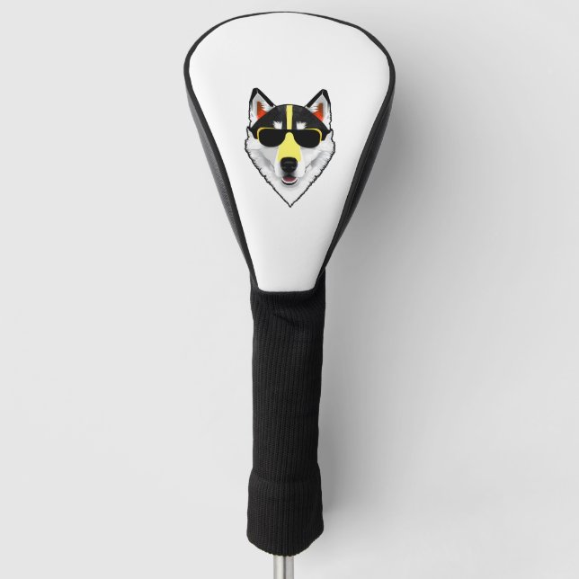 white husky with sunglasses golf head cover (Front)