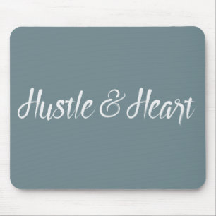 White Hustle and Heart Typography Mouse Mat