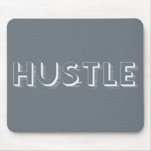 White Hustle Modern Typography Mouse Mat
