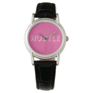 White Hustle Modern Typography Watch