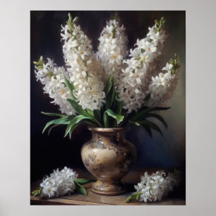 White Hyacinth Flowers Art Print Poster