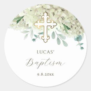White Hydrangea Baptism Sticker
