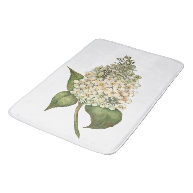 White Hydrangea  Bath Mat (Angled)