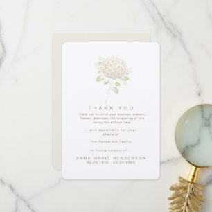 White Hydrangea Bereavement Funeral Thank You II Card