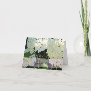 White Hydrangea Birthday Wishes Card