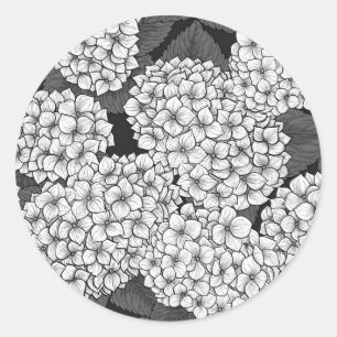 White hydrangea classic round sticker
