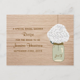 White Hydrangea & Country Mason Jar Bridal Shower Invitation Postcard