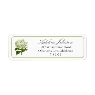 White Hydrangea Custom Return Address Label
