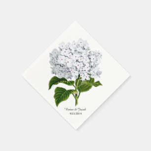 White Hydrangea Custom Wedding Napkins