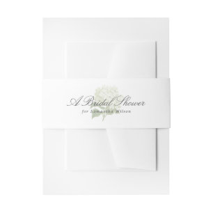 White Hydrangea Elegant Bride Name Invitation Belly Band
