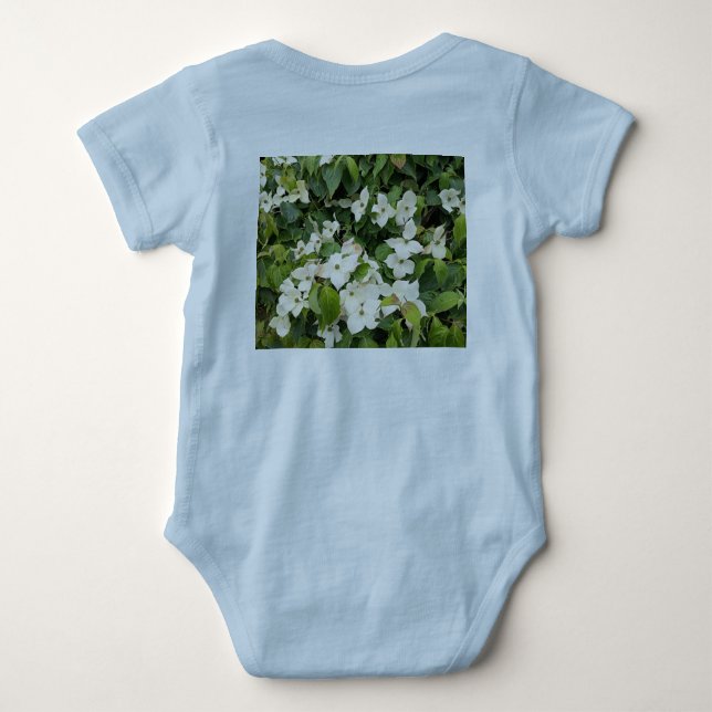 White Hydrangea Floral Baby Bodysuit (Back)