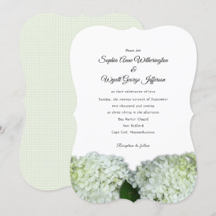 White Hydrangea Floral Border Wedding Invitations