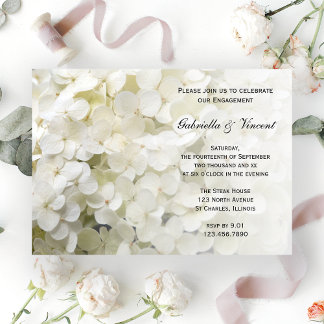 White Hydrangea Floral Engagement Party Invitation