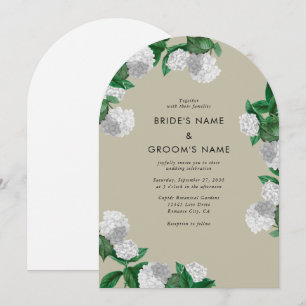 White Hydrangea Floral Greenery Arch Wedding Invitation