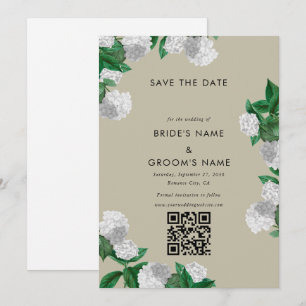 White Hydrangea Floral Greenery Modern Wedding Save The Date