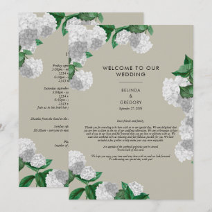 White Hydrangea Floral Greenery Wedding Itinerary Programme
