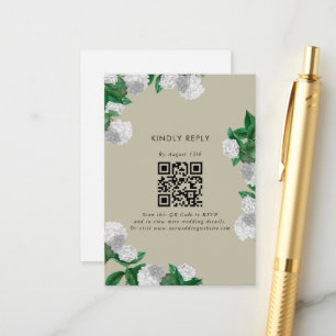 White Hydrangea Floral Greenery  Wedding RSVP Enclosure Card