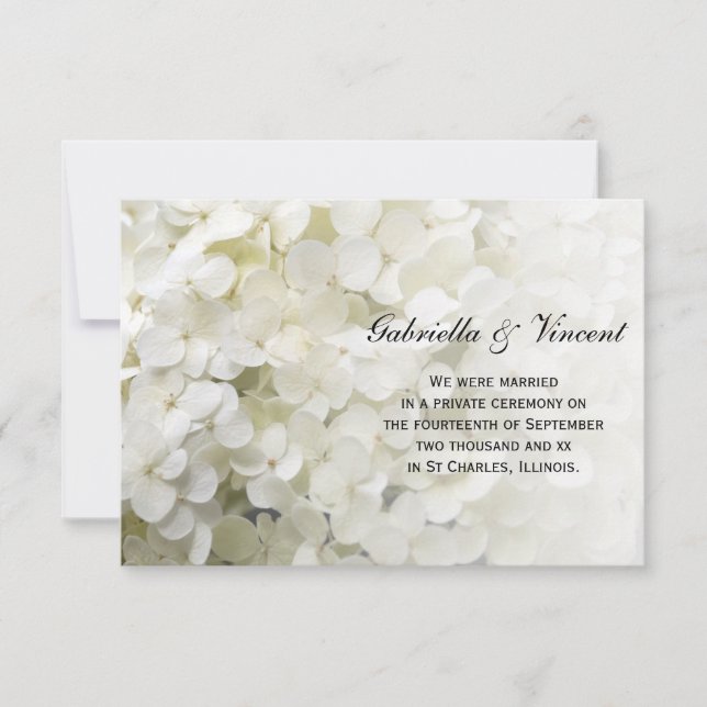 White Hydrangea Floral Marriage Announcement (Front)