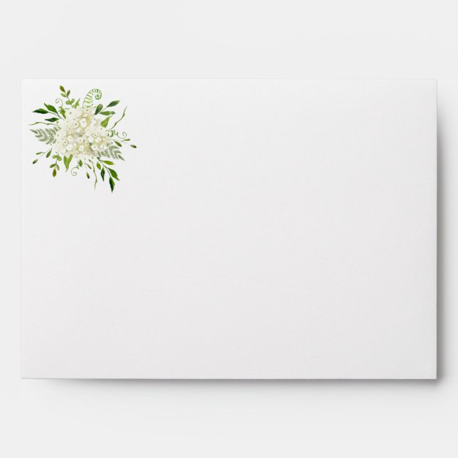 White Hydrangea Floral Watercolor A7 Wedding Envelope (Front)