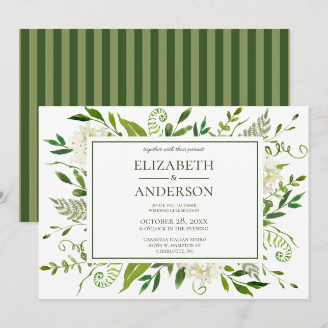 White Hydrangea Floral Wedding Celebration Invitation (Front/Back)