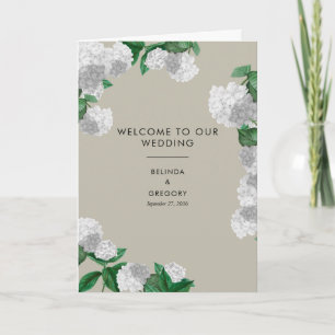 White Hydrangea Floral Wedding Order of Service Programme