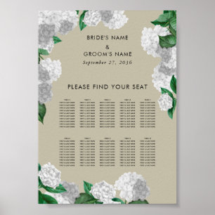 White Hydrangea Floral Wedding Seating Chart