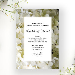White Hydrangea Flower Engagement Party Invitation