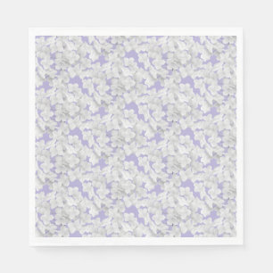White Hydrangea Flower Petals On Purple Napkin