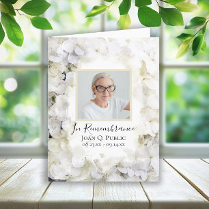 White Hydrangea Flower Watercolor Funeral Sympathy Thank You Card