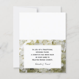 White Hydrangea Flower Wedding Charity Favour Card