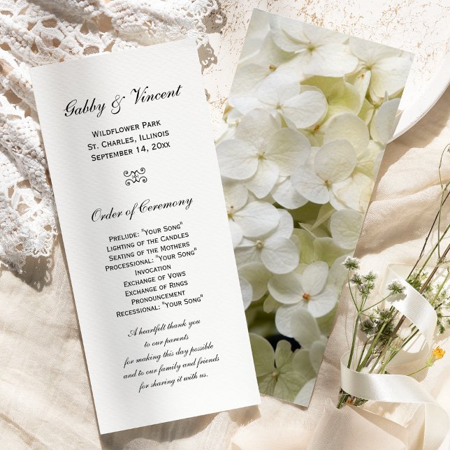 White Hydrangea Flower Wedding Program Programme (Creator Uploaded)