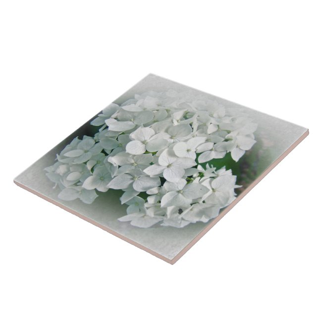 White Hydrangea Flowers Tile (Side)