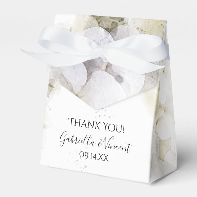 White Hydrangea Flowers Watercolor Wedding  Favour Box (Front Side)