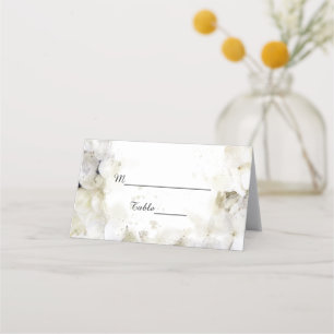 White Hydrangea Flowers Watercolor Wedding Place Card