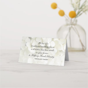 White Hydrangea Flowers Wedding Charity Favours Place Card