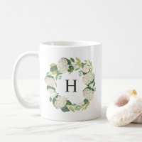 White Hydrangea Flowers Wreath Monogram
