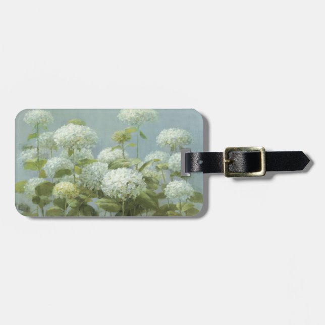 White Hydrangea Garden Luggage Tag (Front Horizontal)