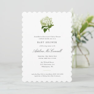 White Hydrangea Grandmillennial Baby Shower Invitation