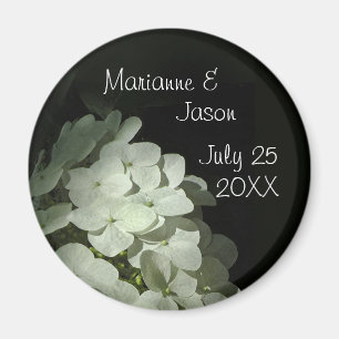 White Hydrangea Keepsake Round Magnet