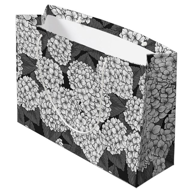 White hydrangea large gift bag (Back Angled)